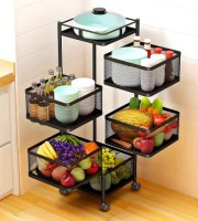 5 Layer (Square) Full Metal Fruit/Vegetable Rack with Wheels