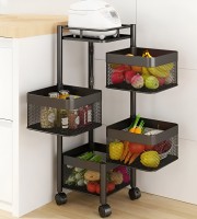 4 Layer (Square) Full Metal Fruit/Vegetable Rack with Wheels