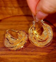 Golden Mesh Circle Earrings